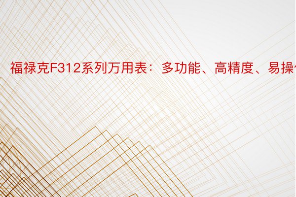 福禄克F312系列万用表：多功能、高精度、易操作